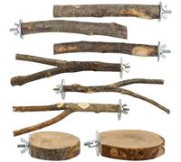 Bird Perch - Bird Cage Branch Perch Accessories | 8-Piece Chewing Natural Wood Swing Toys | Birds Cage Perches | Sticks For Budgies Parakeets Juguetes Pet Chinchilla Cockatiels Training Tree