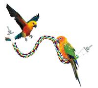 Bird Perch, Cage Rope for Parrot/Parakeet/Cockatiel Bungee Toy Comfy Colorful (23.6 Inch Long, Metal Nuts)