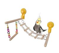 Bird Perch, Climbing Ladder, Wooden Toy, Standing with Suction Cup, Robust for African Greys, Parakeets, Budgies, Macaws, Cockatoos, Bird Accessories for Cage or Outdoor Seat