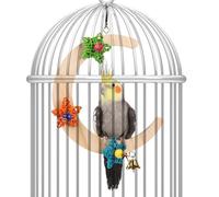 Bird Perch,Cockatiel Perch,with Bell Star Decor Wooden Crescent Shape Parrot Hammock For Conure Cockatiel Lovebird Canary Macaw African Grey Cockatoo