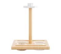Bird Perch Feeder Bird Cage Accessory | Parakeet Wooden Perch Food Water Feeder for Parakeets Conures Cockatiels Parrots Lovebirds Finches Cockatoos