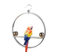 Bird Perch, Hanging Stainless Steel Toy Holder - Circular Training Game with Hooks and Food Containers, for Home Indoor Outdoor Window Garden Terrace Balcony Game A