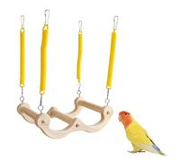 Bird Perch, Parrot Wood Bird Stand Toy with Elastic Spring Rope Parakeet Cage Hanging Swing Playground for Cockatiels Lovebirds Budgerigar