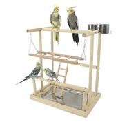 bird perch Pepper Wood Parrot Platform, Climbing Net, Training Station, Ladder, Swing Bird Toy Suspension Bridge(Red)
