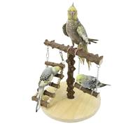 bird perch Pepper Wood Parrot Platform, Climbing Net, Training Station, Ladder, Swing Bird Toy Suspension Bridge(Blue)