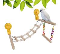 Bird Perch Stand - 6 Inch Wood | Suction Cup Bird Perch | Hanging Birrd Swing | Birrd Stand | Wooden Perches For Marble, Glass, Window Wall Pet Birds Climbing Playground Use