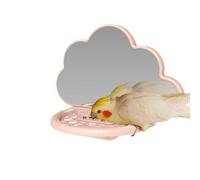 Bird Perch Stand - Cage Bird Toys, Parakeet Mirror Perch | Premium Natural Wooden Perchs Feeding Station Deluxe Kit, Interactive Wooden Perching Playtime Entertainment Accessory for Birds Cage