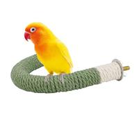 Bird Perch Stand for Cockatiel, U Shape Natural Wood Hemp Rope, Safe Non-slip Foot Exercise and Beak Trimming Toy, Easy Installation, Green, Small 6.2x4.7''small rope perch
