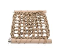 Bird Perch Stand for Parrots, Climbing Rope Hammock Exercise | Wood and Straw Rope, Easy to Clean, Beak Grinding, Resting Perch, Cage Use for Budgie and Parrots