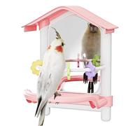 Bird Perch Stand - Hanging Mirror Station, Visual Stimulation Toy | Safe Handle Design and Assembly, Appealing Decor for Lovebirds, Parakeets, Canaries, Ru