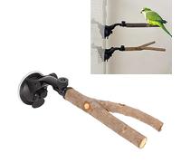Bird Perch Stand, Parrot Perch Stand with Strong Suction Cup, Movable Perch Stand Bird Training Set, for Window Mirror Shower Bathroom Ceramic Tiles (25CM)