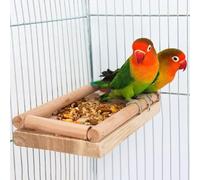 Bird Perch Stand, Parrot Platform Toy, Natural Wooden Bird Cage Stand Pole Accessories, Paw Grinding Standing Climbing Perch for Birds Parrots Rats Parakeets Budgies Love Birds 20 × 10 CM