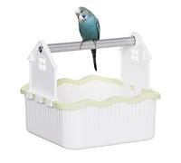 Bird Perch Stand, Parrot Play Center, Exercise Activity Toy, Stable Wooden Base, Easy Cage Attachment, Great for Desktop Entertainment and Daily Fun for Budgies or Parakeets, 8.78x8.58x7.68 inches
