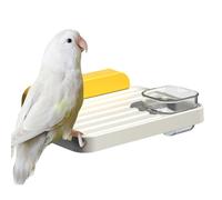 Bird Perch Stand - Parrot Station, Board Shelf Cage Accessories for Parakeet Conure Cockatiel Gerbil Chinchilla Hamster, Fastened Wingnut Hardware, Bark-Covered Timber Shroud | Mammalian Presentation