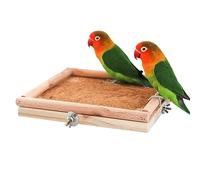Bird Perch Stand Platform, Natural Wooden Parrot Feeder, Parakeet Food Bowl, Cage Accessories for Small Animals Rats Parakeets Cockatiels Chinchilla Hamster Budgies Love Birds - 20 × 20 cm