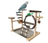 Bird Perch Stand - Playground Kits, Sturdy Wood Material, Interactive Toy System Delivering Safe Chew Resistant Fun | Cage Accessory Enhancing Cockatiel Conure Play Exercise