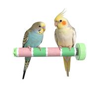 Bird Perch Stand Sandblasted Rough-Surface Cage Accessories,Parrot Beak & Claw Grinding Stone Sticks, Claw Trimmer Chew Toy for Parakeets,Cockatiels,Finches,Lovebirds (Pink-Green)