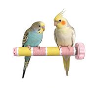 Bird Perch Stand Sandblasted Rough-Surface Cage Accessories,Parrot Beak & Claw Grinding Stone Sticks, Claw Trimmer Chew Toy for Parakeets,Cockatiels,Finches,Lovebirds (Yellow-Pink)