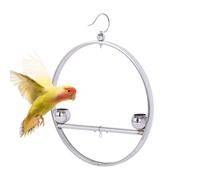 Bird Perch Stand,Stainless Steel Hangable Circular Rack - Circular Bird Training Stand with Hook and Feeding Cups,for Pets Owner Home Indoor Outdoor Window Garden Patio