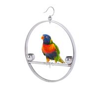 Bird Perch Stand | Stainless Steel Hangable Decoration Rack,Circular Bird Perch Stands with Hook and Feeding Cups,for Home Indoor Outdoor Window Garden Patio Balcony Play Training