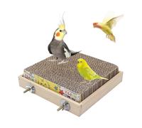Bird Perch Stand With Cardboard Toys, Parrot Chew Toy, Shredding Bird Perch 21x21x5cm/8.27x8.27x1.97 Inches Safe & N-on-To-xic Materials/Easy To Attach & Replace For Parakeets