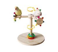 Bird Perch Stand, Wooden Claw Grinder, Rotating Windmill Perch, Cage Exercise Stick, for Cockatiels Macaws Budgies Parrots Sparrows Cage Training Foot Care Enrichment Sturdy Natural Design 22x22x5cm