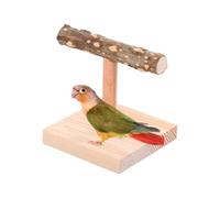 Bird Perch - T Stand for Parrot | Table Perch for Birds | Cockatiel Exercise Toy Macao Lovebird, Natural Wood, Stable Base, Easy Assemble, Portable, Brown