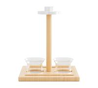 Bird Perch with Feeder Bird Cage Accessory | Conure Wood Perch Stand with Feeding Cups for Parakeets Conures Cockatiels Parrots Lovebirds Finches Cockatoos