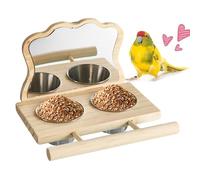 Bird Perch with Mirror | Playful and Fun Toy | Parakeet Perch with Mirror and Food Pots - for Parrots, Parrots, Parakeets, Parakeets, Cockatiels and More