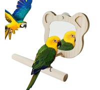 Bird Perch with Mirror | Wooden Parrots Toys for Boredom,Parrot Cage Toys for Parakeet African Grey Conure Cockatiel Lovebird Finch Canary, and Other Small Birds