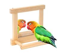 Bird Perch - Wood Parrot Mirroor Perrch | Parrrot Mirrror Toy | Small Stand Interactive Boost birdcagge Sttand Rod Toy | Wooden Cage miirroor For Budgies