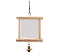 bird perch Wooden Mirror Platform Ladder Bird Parrot Toy Supplies With Stand(Primary Color)
