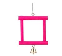 bird perch Wooden Mirror Platform Ladder Bird Parrot Toy Supplies With Stand(Red)