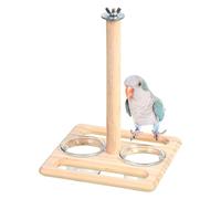 Bird Perch, Wooden Parakeet Perch with Feeding Bowls, Bird and Parrot Stand, Bird Perch with Food Water Bowls, Elevate Your Decor, PA