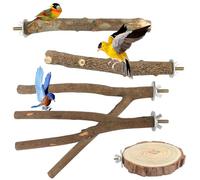 Bird Perches, 5 Pcs Natural Wooden Parrot Stand Multi Branch Perch Platform Birdcage Stand for Parrotlets Bird Cage Accessories