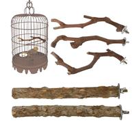 Bird Perches | 5 Pieces Interactive Wooden Toys for Play and Awakening - Perch Holder for Conure Cockatiels Wavy Parakeets and Parrots