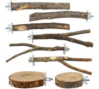 Bird perches, 8-piece chew toy made of natural wood with swing, bird seat for cockatiels, for pets such as chinchilla and cockatiels for training as - and window seat