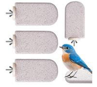 Bird Perches - Chewing Stick Toys for Parrots Conure Lovebird Cockatiel | Volcanic Stone with Frosted Texture and Metal Base, Exercise Stand for Outdoor Nest Climbing Play Grooming Beak Grinding