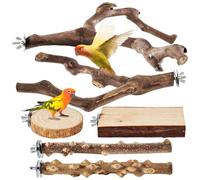 Bird Perches for Cage, 6 Pieces Natural Wood Chew Bar as Bird Toy | Seat Posts for Budgies and Bird Cage Accessories - For Budgies, Cockatiels and Other Ornamental Birds for Visiting