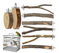Bird Perches for Cage - 8-Piece Chewable Natural Wood Playground | Parakeet Perches,for Chinchilla Juguetes Pet Cockatiels Training Tree Window