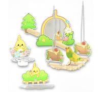 Bird Perches for Cage, Acrylic perches for Parakeets Easy Clean Bird Ladder Parrot perches Stand & Platform Set, Bird Cage Accessories for Parakeets, Cockatiels, Conures, Lovebirds (Green Set of 5)