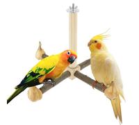 Bird Perches for Cages Wooden Bird Stand Perch Toy 360° Rotatable Parrot Exercise Standing Perch with Chew Toy Birds Cage Accessories Cockatiel Stand Accessories Supplies for Parrots