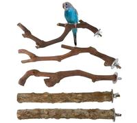 Bird Perches for Parrots,5-Pieces Wooden Interactive Play Toys | Standing Sticks | for Conures Cockatiels Budgies Periquitos Parrots Parakeets