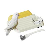Bird Perches hamster Parrot Cage Accessories Rectangle Platforms Parrot Perch Stand with Food Box Cleaning Brush Bird Cage Accessories for Budgies Cockatiels Lovebirds & Stand Rest Place Small Animals