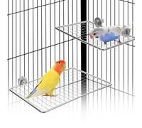 Bird Perches Platform, Stainless Steel Bird Perch Stand,Bird Cage Accessories Exercise Platform for Small to Large Parrots(Rectangle,XL)