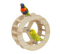 Bird Perches, Wooden Enrichment Wheel, Perch Toy with Bird Stand, for Parakeets Cockatoo Conure Canary Inseparable Ash Macaw