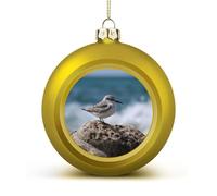 Bird Perching on The Rock Christmas Tree Ornaments 4CM Shatterproof Pc Plastic Balls with Lanyard Baubles Hanging Christmas Ball Ornaments for Xmas Tree Holiday Party Wedding Home Decorations