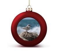 Bird Perching on The Rock Christmas Tree Ornaments 4CM Shatterproof Pc Plastic Balls with Lanyard Baubles Hanging Christmas Ball Ornaments for Xmas Tree Holiday Party Wedding Home Decorations