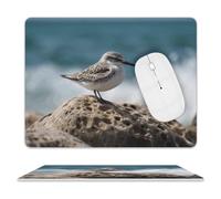 Bird Perching on The Rock Mouse Pad, 10 X 8 Inch PU Leather Mousepad with Smooth Surface, Square Waterproof Mouse Mat Non-Slip Ultra Thin Desk Pad for Gaming, Office & Home