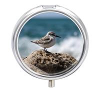 Bird Perching on The Rock Pill Box, 3 Compartment Small Pill Case Waterproof Travel Pill Organizer for Pocket Or Purse Portable Mini Medicine Tablet Vitamin Holder Pill Case
